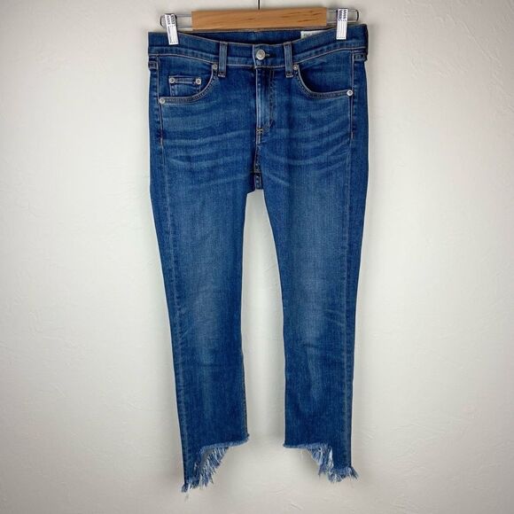 Rag & Bone Frayed Hem Ankle Skinny Jeans in Hampton Wash - Picture 2 of 8